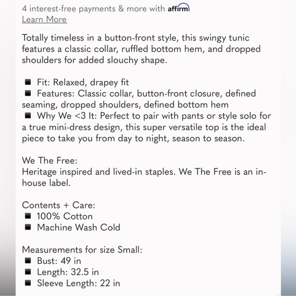 💗FREE PEOPLE We the Free Freya Poplin Tunic in Lake Life - Picture 4 of 8